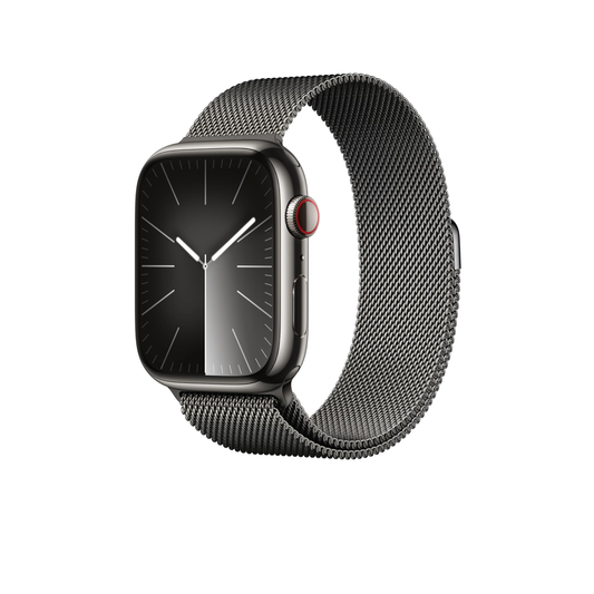Apple Watch Series 9 [GPS + Cellular 45mm] Smartwatch with Graphite Stainless Steel Case with Graphite Milanese Loop. Fitness Tracker, Blood Oxygen & ECG Apps, Always-On Retina Display