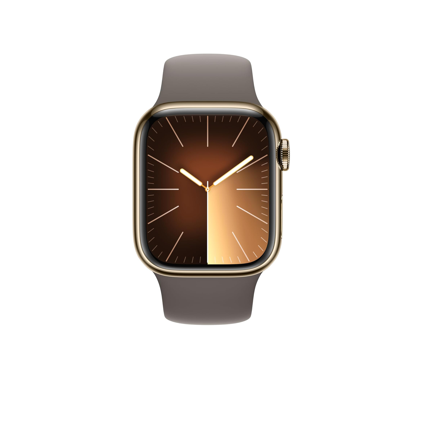 Apple Watch Series 9 [GPS + Cellular 41mm] ساعة ذكية مع هيكل ذهبي من الفولاذ المقاوم للصدأ وحزام رياضي ذهبي S/M. جهاز تعقب اللياقة البدنية، وتطبيقات الأكسجين في الدم وتخطيط القلب، وشاشة شبكية العين التي تعمل دائمًا 