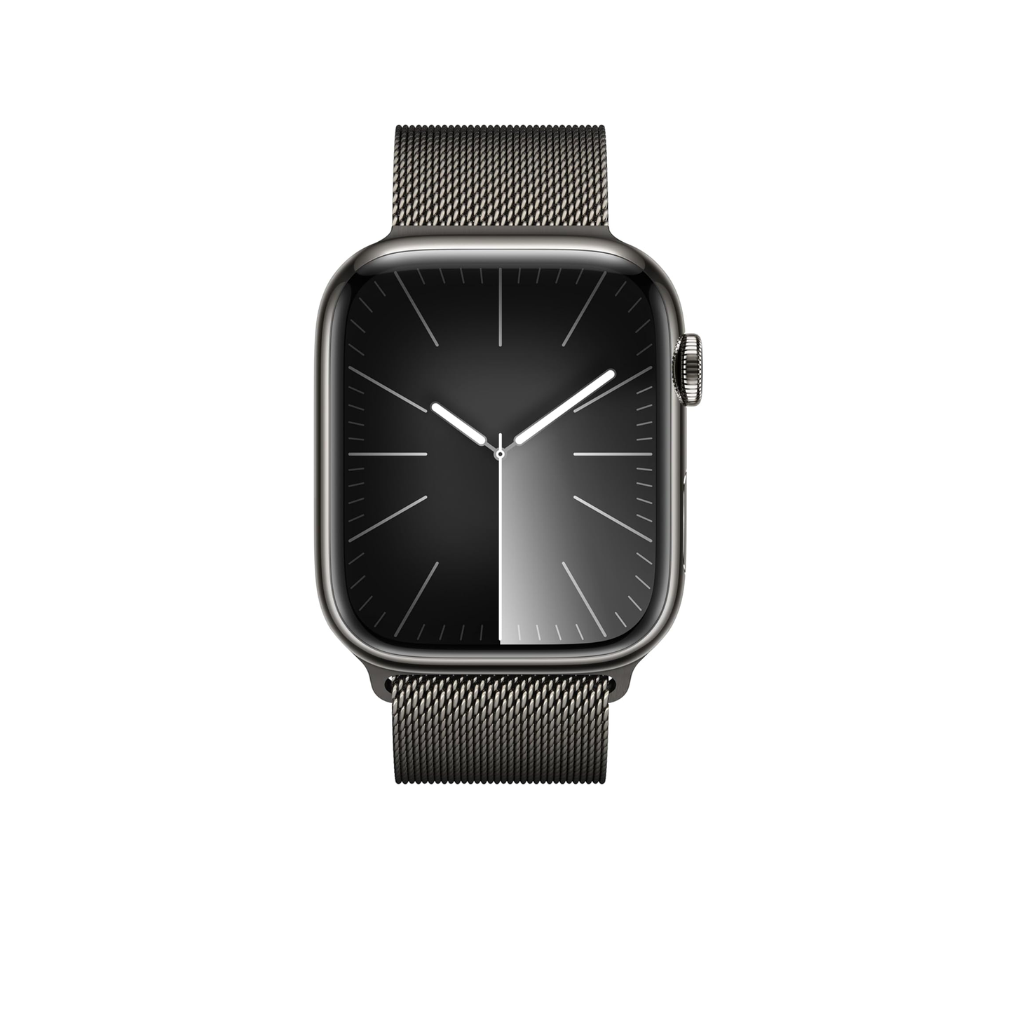 Apple Watch Series 9 [GPS + Cellular 45mm] ساعة ذكية مع هيكل من الفولاذ المقاوم للصدأ جرافيت مع حلقة ميلانو جرافيت. جهاز تعقب اللياقة البدنية، وتطبيقات الأكسجين في الدم وتخطيط القلب، وشاشة شبكية العين التي تعمل دائمًا 