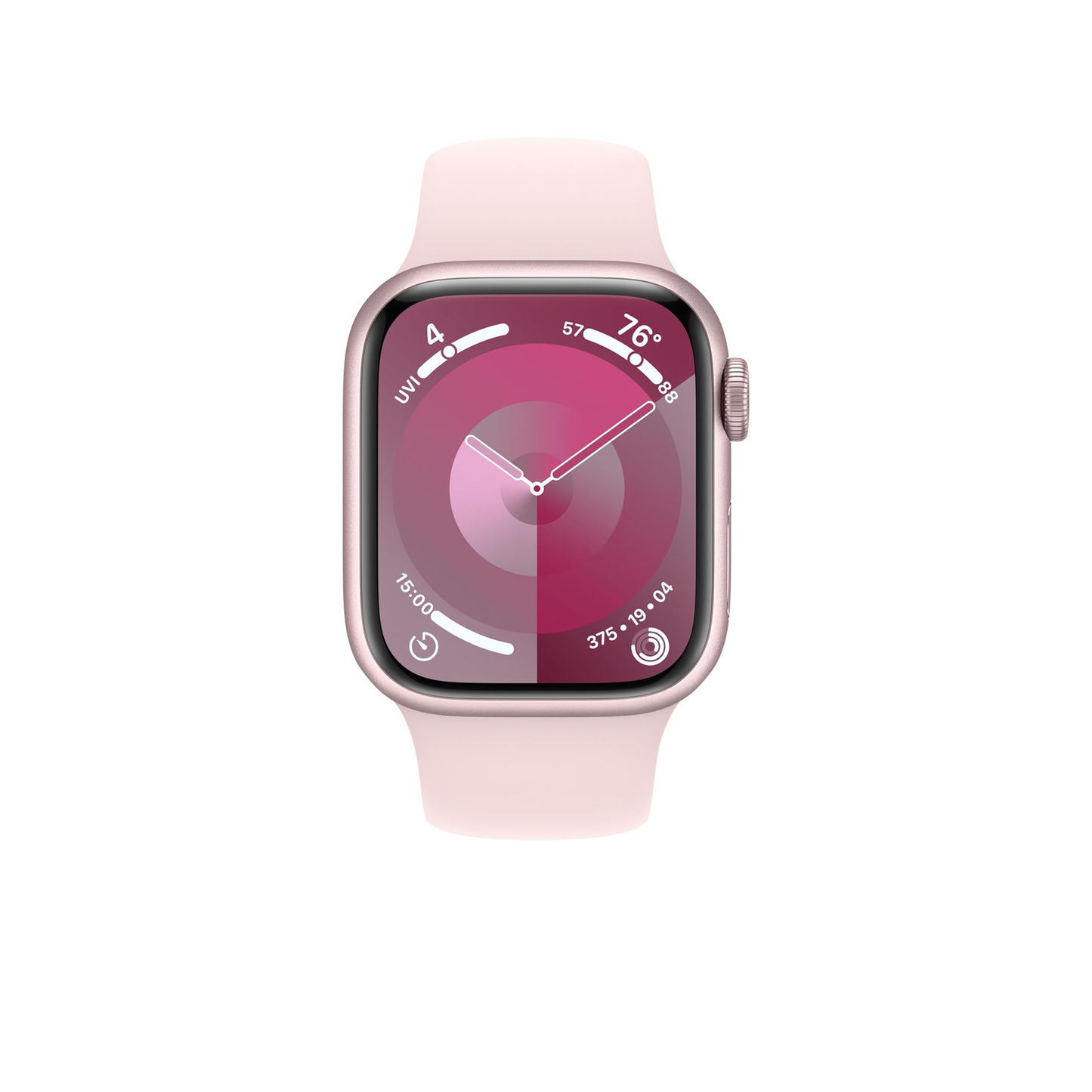 Apple Watch Series 9 [GPS + Cellular 41mm] ساعة ذكية مع هيكل من الألومنيوم الوردي وحزام رياضي وردي S/M. جهاز تتبع اللياقة البدنية، وتطبيقات أكسجين الدم وتخطيط القلب، وشاشة شبكية العين التي تعمل دائمًا (متجددة)