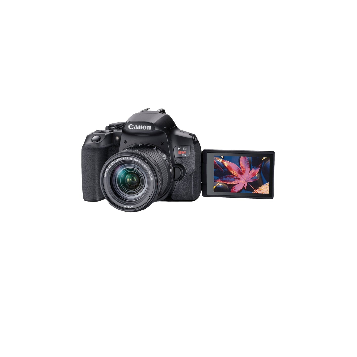 كاميرا كانون - EOS Rebel T8i DSLR مع عدسة EF-S مقاس 18-55 ملم - أسود. 