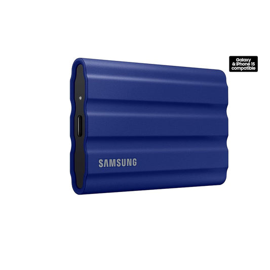 سامسونج T7 Shield 1 تيرابايت، SSD محمول، حتى 1050 ميجابايت/ثانية، USB 3.2 Gen2، متين، تصنيف IP65، للمصورين ومنشئي المحتوى والألعاب، محرك أقراص الحالة الصلبة الخارجي (MU-PE1T0R/AM، 2022)، أزرق 
