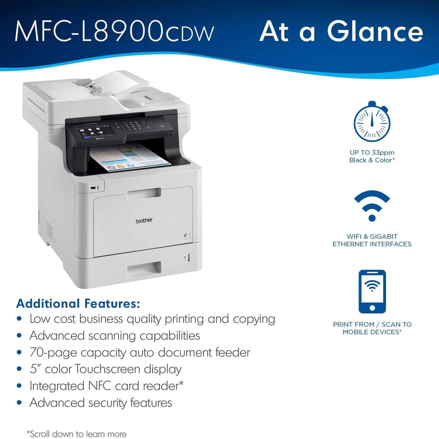 طابعة Brother MFC-L8900CDW ليزر ملونة للأعمال الكل في واحد