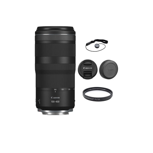 Canon RF 100-400mm f/5.6-8 is USM Lens with 67mm UV Filter and Lens Cap Keeper (3 Items)