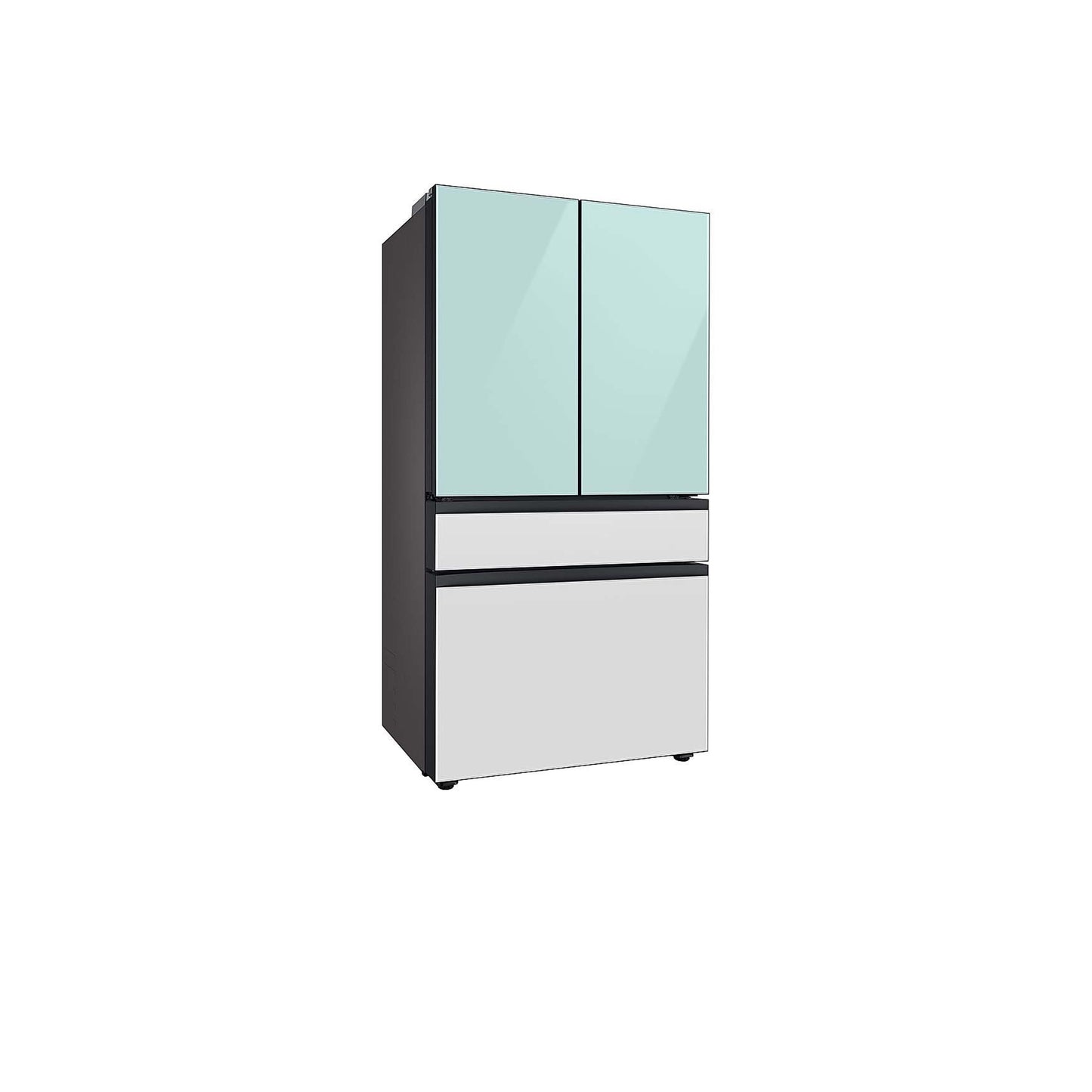 Bespoke 4-Door French Door Refrigerator (23 cu. ft.) with Customizable Door Panel Colors and Beverage Center™ in Emerald Green Steel.