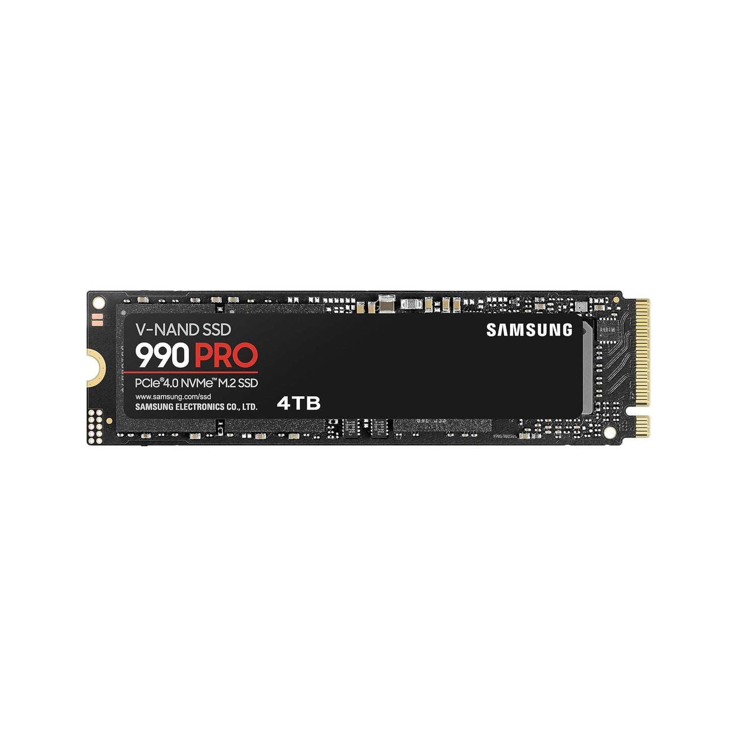 سامسونج 990 PRO SSD 4 تيرابايت PCIe 4.0 M.2 2280 محرك الأقراص الصلبة الداخلي ذو الحالة الصلبة، Seq. سرعات قراءة تصل إلى 7,450 ميجابايت/ثانية للحوسبة المتطورة والألعاب ومحطات العمل شديدة التحمل، MZ-V9P4T0B/AM، أسود 