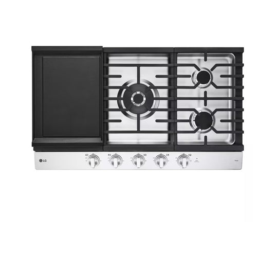 36” Smart Gas Cooktop with UltraHeat™ 22K BTU Dual Burner and LED Knobs