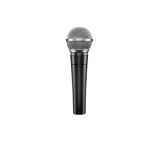Shure SM58-LC Cardioid Dynamic Vocal Microphone with Pneumatic Shock Mount, Spherical Mesh Grille with Built-in Pop Filter, A25D Mic Clip, Storage Bag, 3-pin XLR Connector