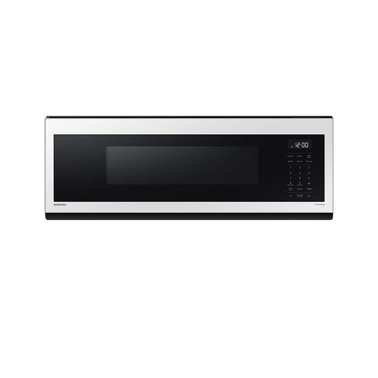 1.1 cu. ft. Bespoke Smart SLIM Over-the-Range Microwave with 400 CFM Hood Ventilation, Wi-Fi & Voice Control in White Glass.