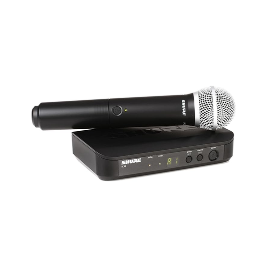 Shure BLX24/PG58 UHF Wireless Microphone System - Perfect for Church, Karaoke, Vocals - 14-Hour Battery Life, 300 ft Range | Includes PG58 Handheld Vocal Mic, Single Channel Receiver | H9 Band