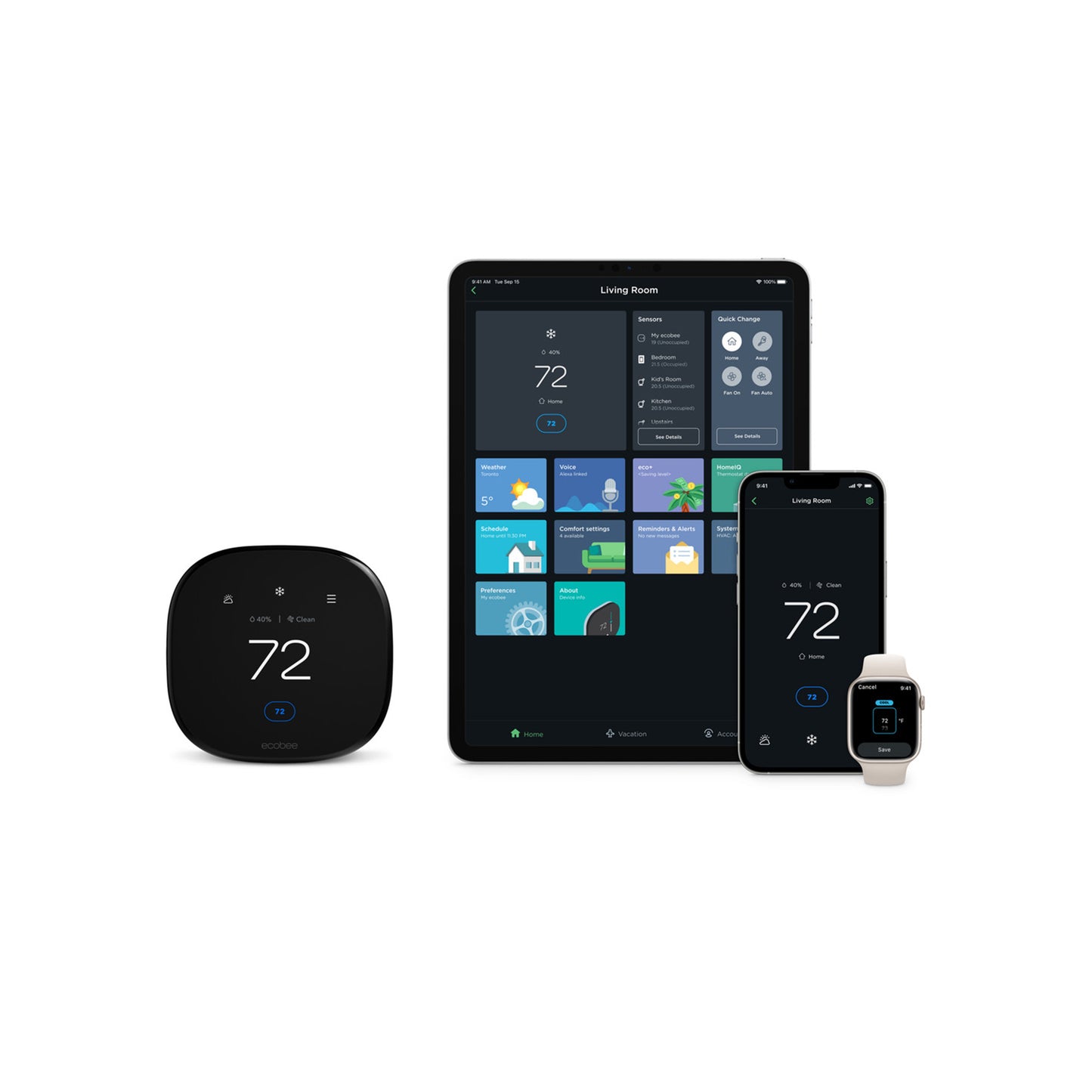 ecobee Smart Thermostat Premium with Siri and Built-In Air Quality Monitor