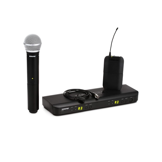 Shure BLX1288/CVL UHF Wireless Microphone System - Perfect for Church, Karaoke, Stage, Vocals - 14-Hour Battery Life, 300 ft Range | Includes Handheld & Lavalier Mics, Dual Channel Receiver | H10 Band