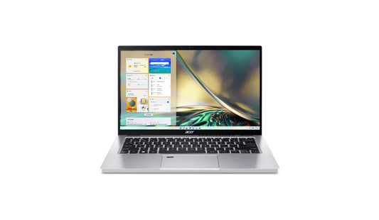 لاب توب Acer Spin، معالج Intel® Core™ i3-1215U سداسي النواة بسرعة 1.20 جيجا هرتز، وذاكرة وصول عشوائي سعتها 8 جيجا بايت، ومحرك أقراص SSD سعة 256 جيجا بايت. 