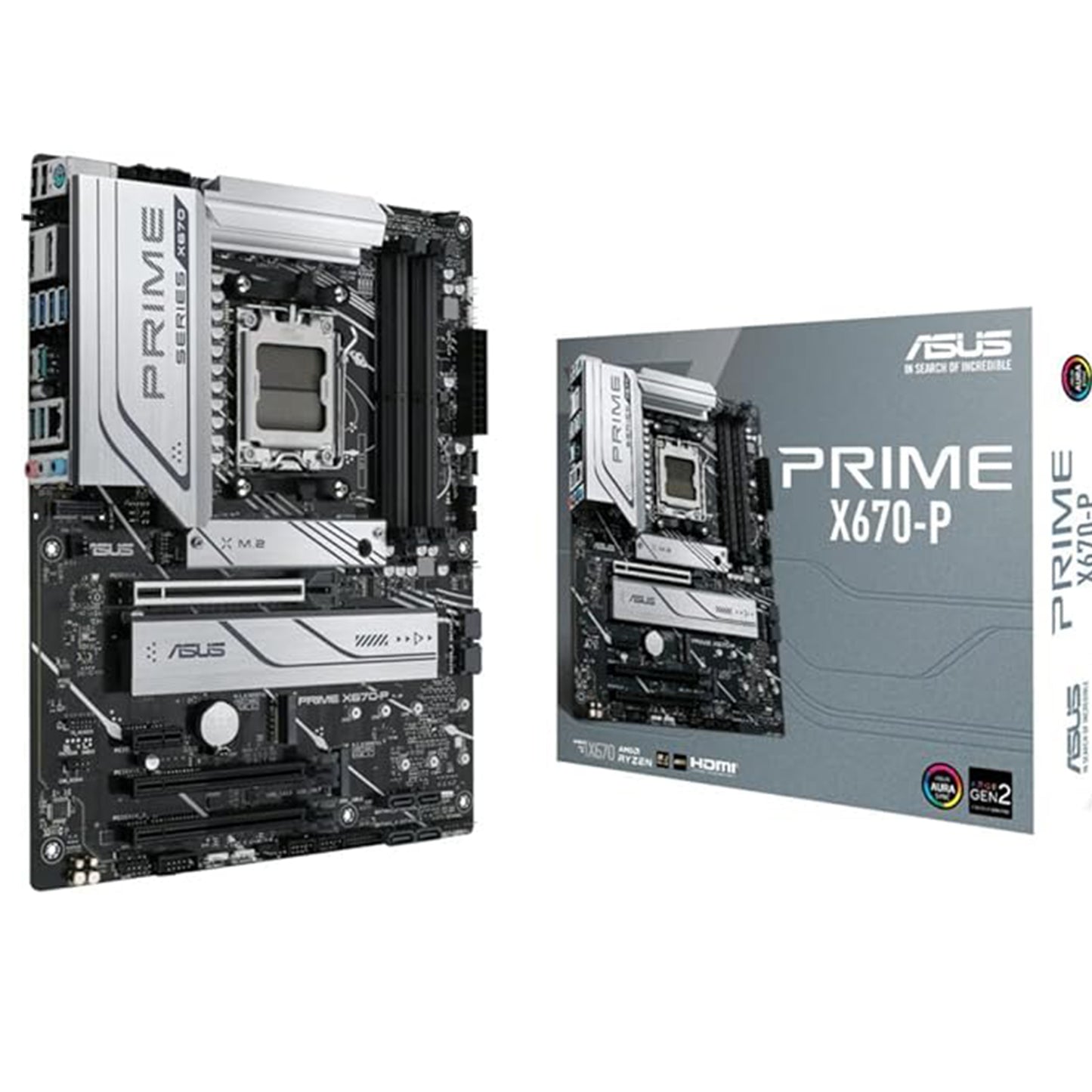 اللوحة الأم ASUS Prime X670-P المقبس AM5 (LGA 1718) Ryzen 7000 ATX (DDR5، فتحات 3xM.2، USB 3.2 Gen 2x2 Type-C®، رأس USB4®، وشبكة إيثرنت 2.5 جيجابت) 