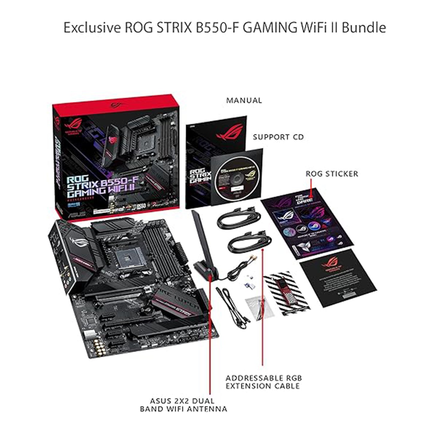 اللوحة الأم Asus ROG Strix B550-F Gaming WiFi II AMD AM4 (الجيل الثالث Ryzen) ATX (PCIe 4.0، WiFi 6E، 2.5 جيجا بايت LAN، BIOS Flashback، HDMI 2.1، رأس RGB قابل للعنونة من الجيل 2 ومزامنة Aura) 