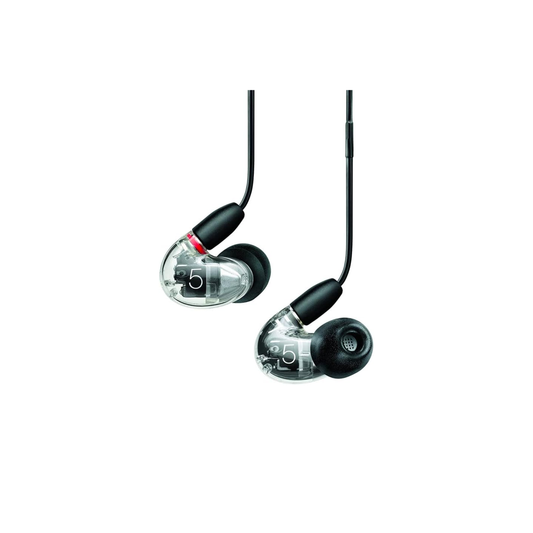 سماعات أذن Shure AONIC 5 السلكية العازلة للصوت، صوت عالي الوضوح + صوت جهير طبيعي، ثلاثة محركات، ملاءمة آمنة داخل الأذن، كابل قابل للفصل، جودة متينة، متوافق مع أجهزة Apple وAndroid - شفاف 