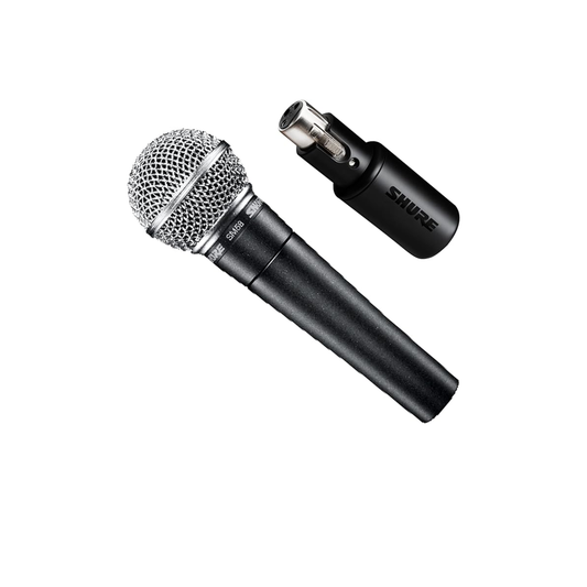 حزمة ميكروفون Shure SM58-LC مع واجهة رقمية MVX2U XLR-to-USB مع مقبس سماعة الرأس، ومضخم مسبق مدمج مع تحكم في الكسب بقدرة 60 ديسيبل، ومراقبة زمن الوصول الصفري، وطاقة فانتوم 48 فولت وكابل USB-C 