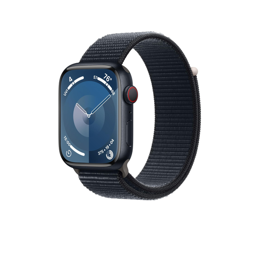Apple Watch Series 9 [GPS + Cellular 41mm] Smartwatch with Midnight Aluminum Case with Midnight Sport Loop. Fitness Tracker, Blood Oxygen & ECG Apps, Always-On Retina Display, Carbon Neutral (Renewed)