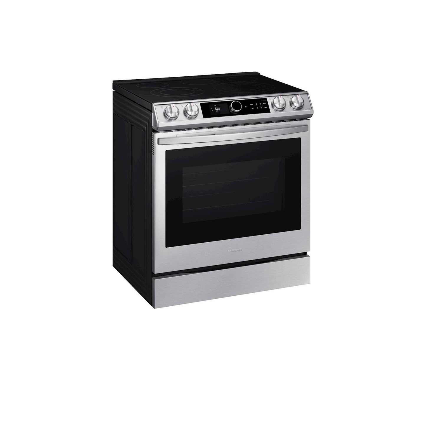 Samsung - 6.3 cu. ft. Front Control Slide-in Electric Convection Range with Smart Dial, Air Fry & Wi-Fi, Fingerprint Resistant - Stainless Steel