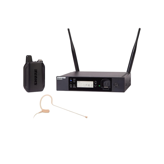 Shure GLXD14R+/MX53 Dual Band Pro Digital Wireless Microphone System for Broadcast, Church, Presentations - 12-Hour Battery Life, 100 ft Range | MX153 Headset Mic, Single Channel Rack Mount Receiver