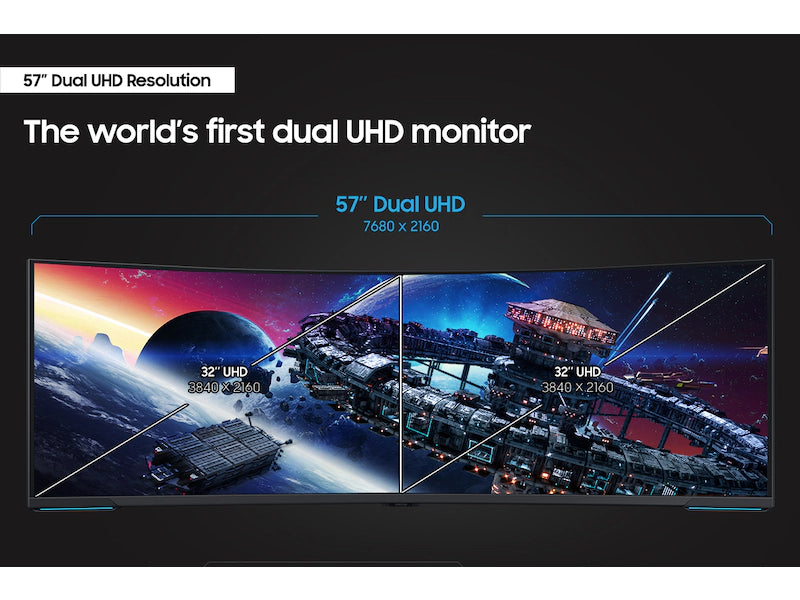 شاشة أوديسي نيو G9 مقاس 57 بوصة بتقنية 4K UHD Quantum Mini-LED 240 هرتز 1 مللي ثانية (GtG) HDR 1000 منحنية للألعاب 