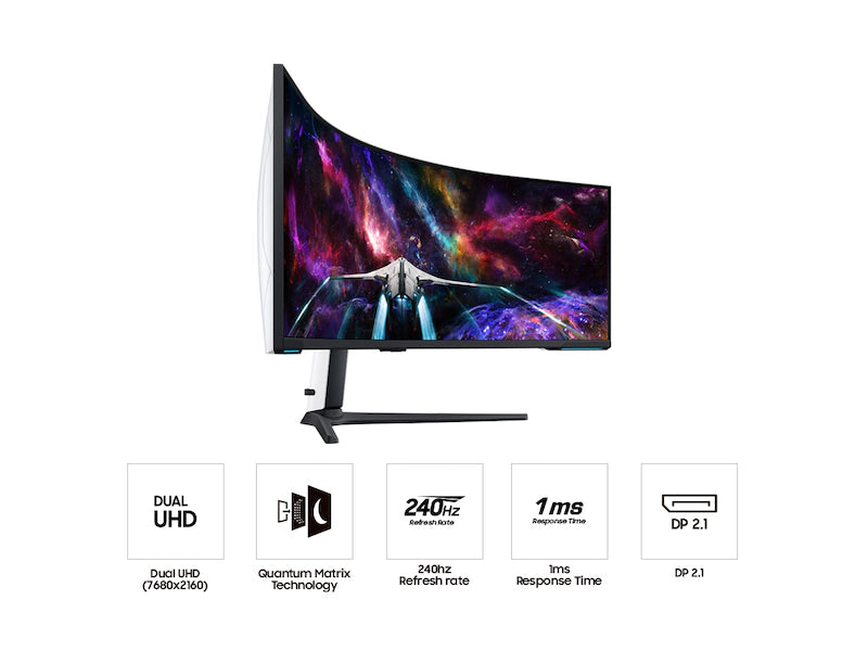 57" Odyssey Neo G9 Dual 4K UHD Quantum Mini-LED 240Hz 1ms(GtG) HDR 1000 Curved Gaming Monitor