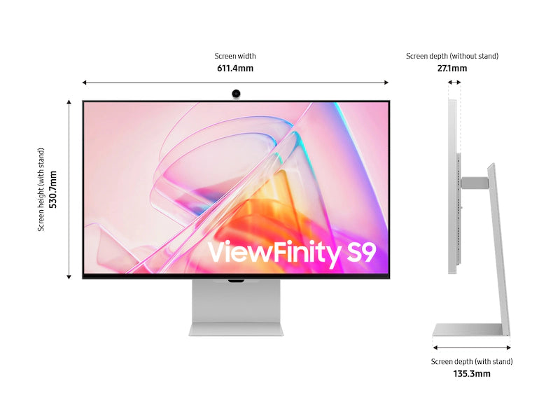 شاشة ViewFinity S9 5K IPS الذكية مقاس 27 بوصة مع شاشة غير لامعة وحامل مريح وكاميرا SlimFit 