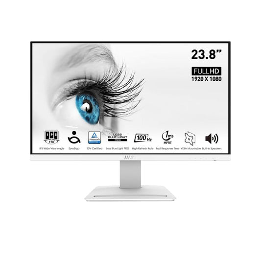 MSI 24" Monitor IPS FHD (1920 x 1080) Non-Glare with Super Narrow Bezel 100HZ 1ms 16:9 with Tilt Stand, White, Pro MP243XW