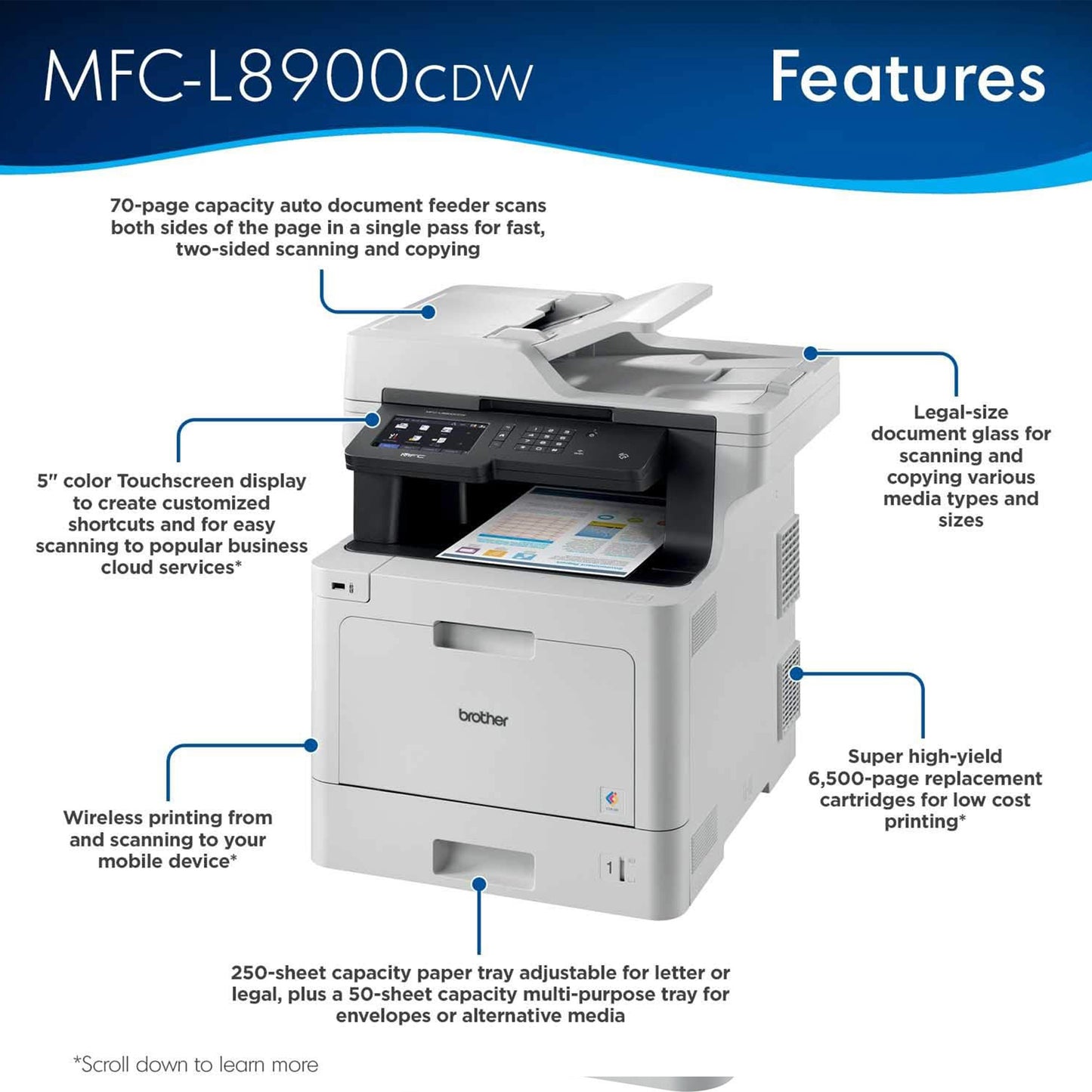 طابعة Brother MFC-L8900CDW ليزر ملونة للأعمال الكل في واحد