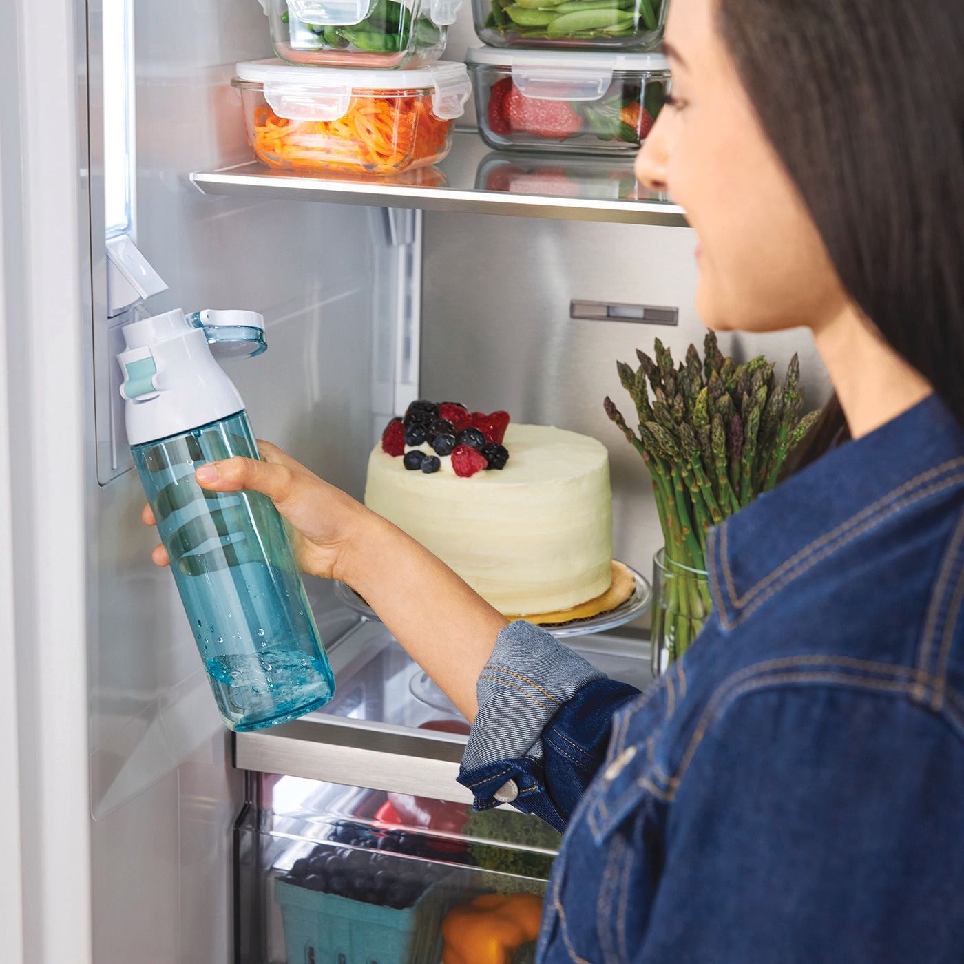 Stainless Steel Side-by-Side Column Refrigerator and Freezer Set with Flat Trim Kit