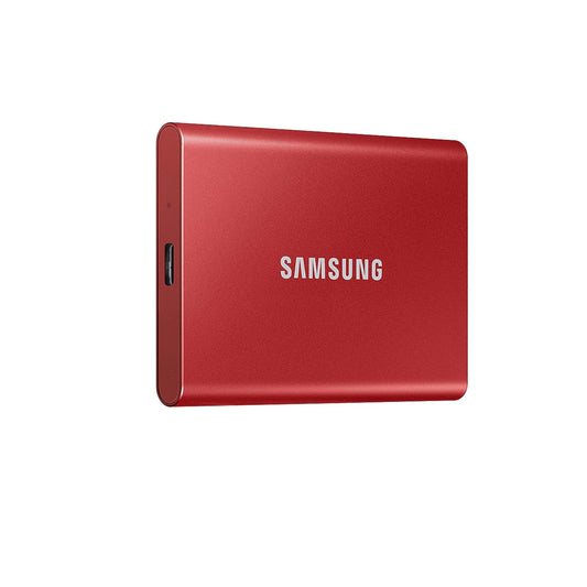 محرك الأقراص الصلبة الخارجي المحمول SAMSUNG SSD T7 سعة 1 تيرابايت، حتى USB 3.2 الجيل الثاني، تخزين موثوق للألعاب والطلاب والمهنيين، MU-PC1T0R/AM، أحمر 