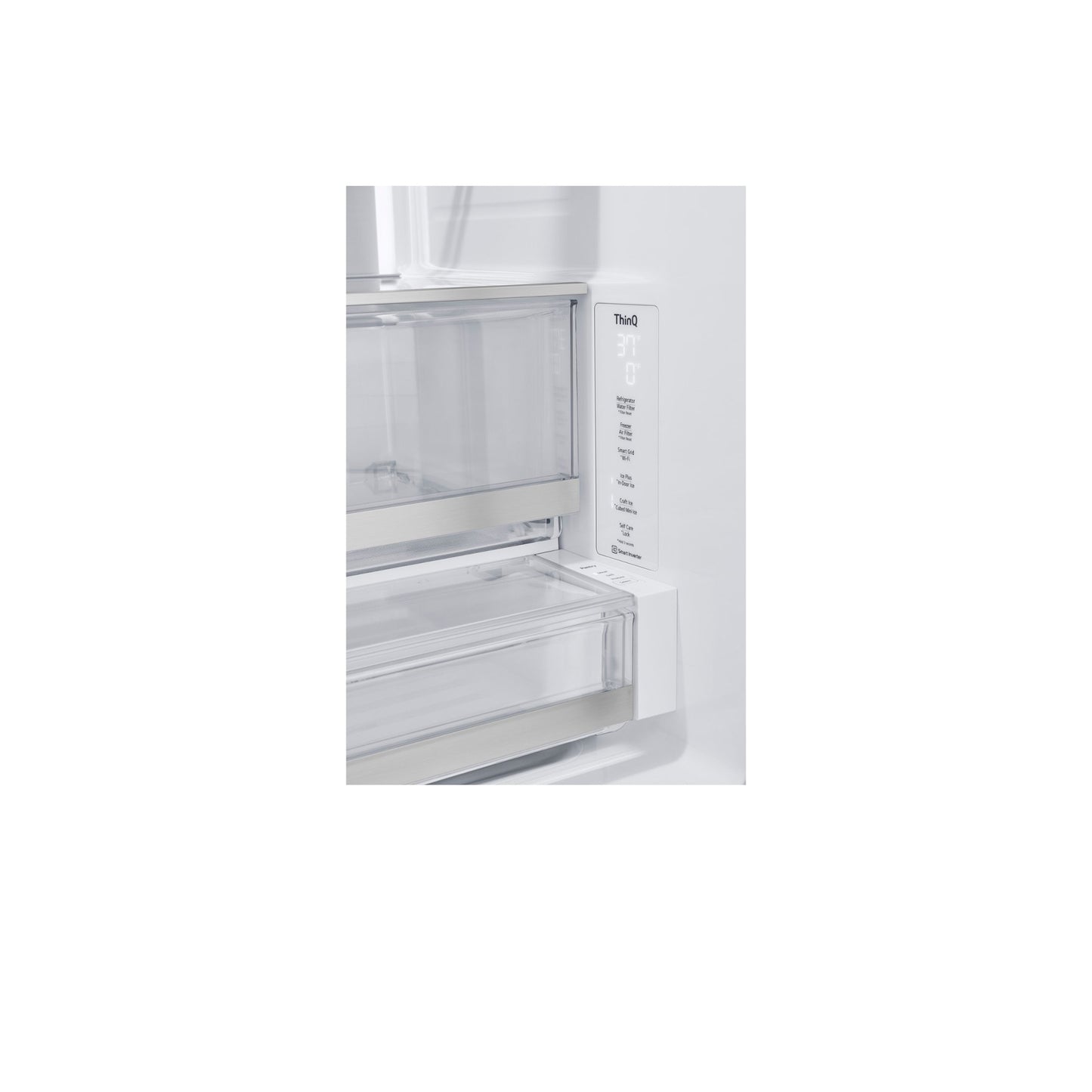 31 متر مكعب. قدم. ثلاجة Smart Standard-Depth MAX™ بباب فرنسي مع أربعة أنواع من الثلج ومرآة InstaView 