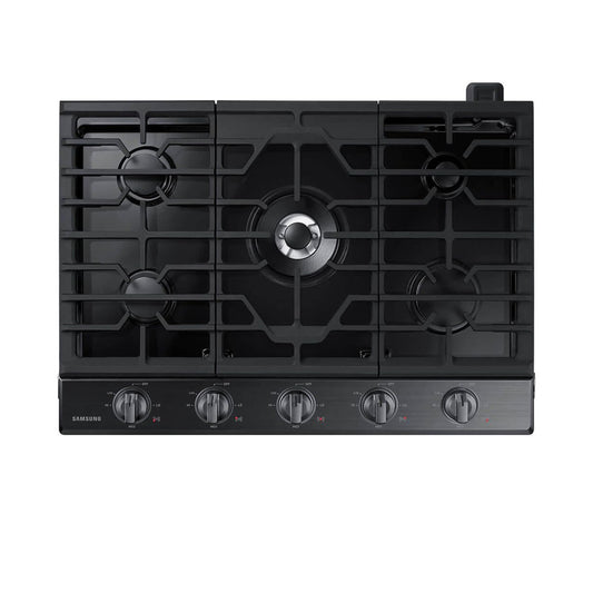 30" Smart Gas Cooktop with Illuminated Knobs in Black Stainless Steel