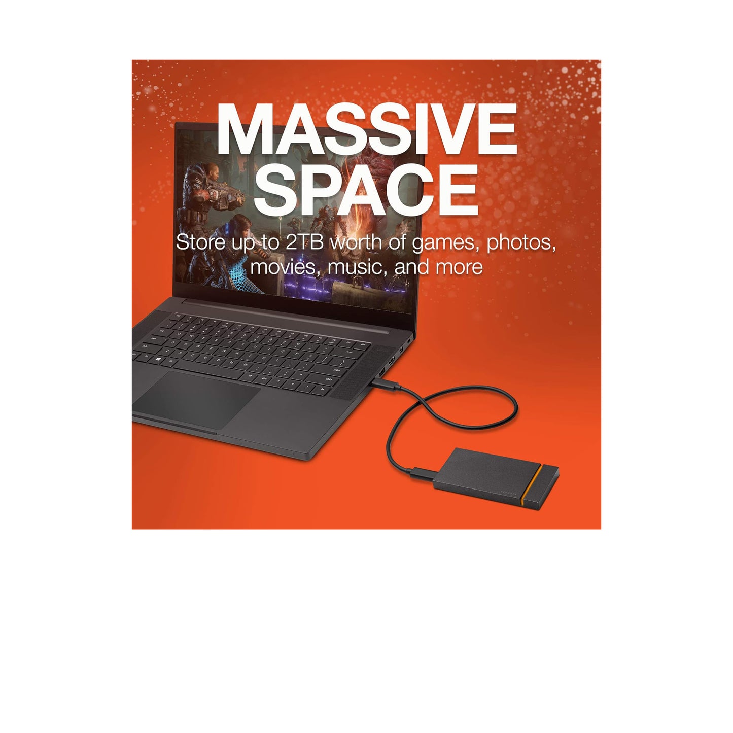 محرك الأقراص الصلبة الخارجي Seagate Firecuda Gaming SSD سعة 1 تيرابايت - USB-C USB 3.2 Gen 2x2 مع NVMe للكمبيوتر المحمول (STJP1000400) 
