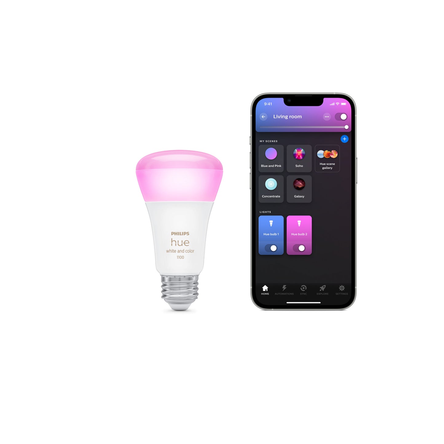 مجموعة أدوات التشغيل الذكية LED من Philips Hue White and Color Ambiance A19 Bluetooth 75W 