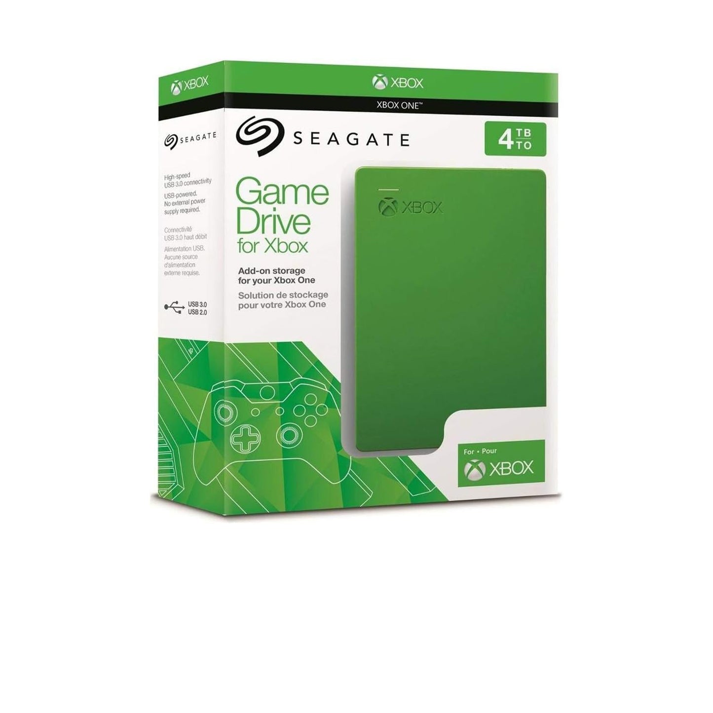 Seagate (STEA4000402) محرك ألعاب لجهاز Xbox 4TB محرك أقراص ثابتة خارجي محمول - مصمم لجهاز Xbox One، أخضر 