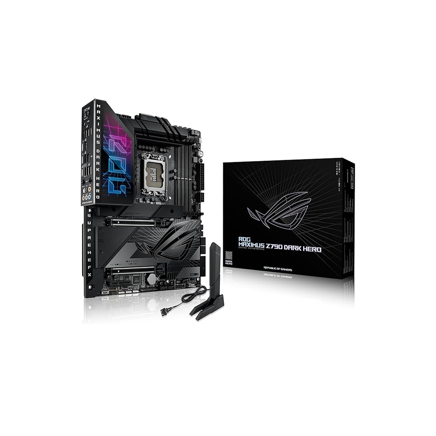 ASUS ROG Maximus Z790 Dark Hero (WiFi 7) LGA 1700 (Intel 14th &amp; 13th &amp; 12th Gen) اللوحة الأم للألعاب ATX (PCIe 5.0x16، 5xM.2 فتحات، DDR5، 2X Thunderbolt 4 منافذ، لوحة أمامية USB من النوع C) 