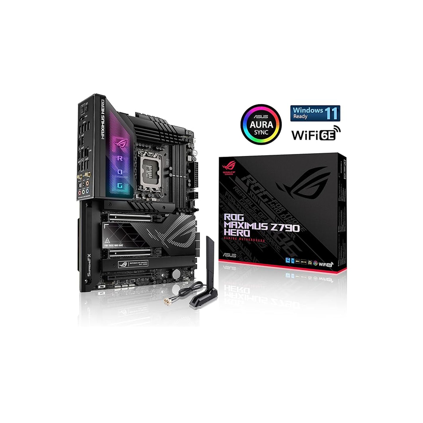 اللوحة الأم للألعاب ASUS ROG Maximus Z790 Hero WiFi6E LGA 1700 (الجيل الرابع عشر والثالث عشر والثاني عشر) ATX (PCIe 5.0، DDR5،20+1 مراحل طاقة، 2.5 جيجابت LAN، بلوتوث V5.2، 2x Thunderbolt 4 منافذ، 5xM.2، Thunderbolt 4/ يو اس بي 4 ) 