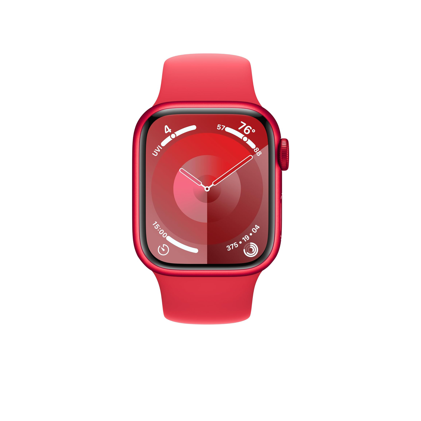 Apple Watch Series 9 [GPS + Cellular 45mm] ساعة ذكية مع (المنتج) هيكل ألومنيوم أحمر مع (المنتج) حزام رياضي أحمر M/L. جهاز تعقب اللياقة البدنية، وتطبيقات الأكسجين في الدم وتخطيط القلب، وشاشة شبكية العين التي تعمل دائمًا 