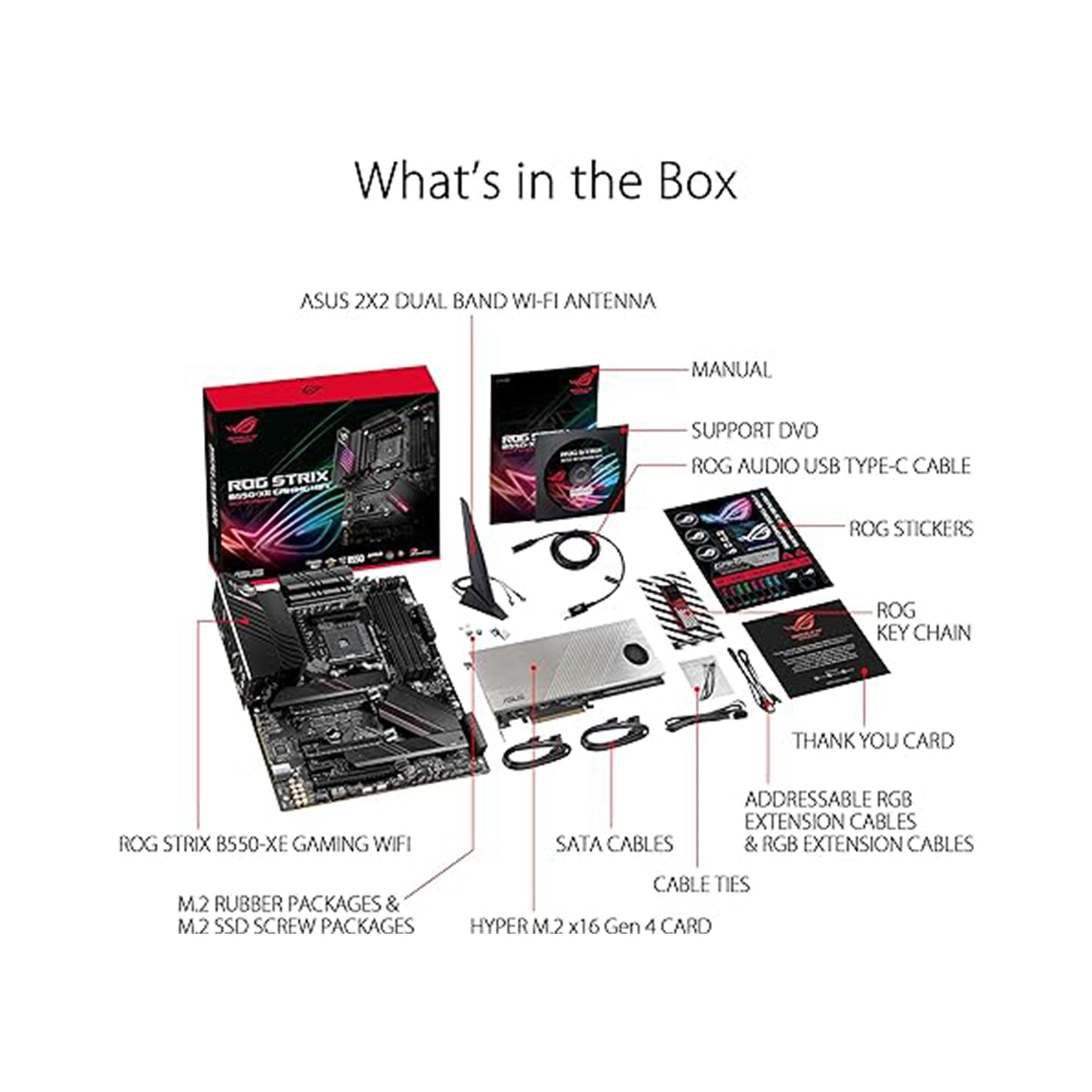 ASUS ROG Strix AMD AM4 ATX Motherboard - WiFi 6, 2.5Gb LAN, 16 Power Stages, Bundled Hyper M.2 Gen 4 Card, Addressable RGB