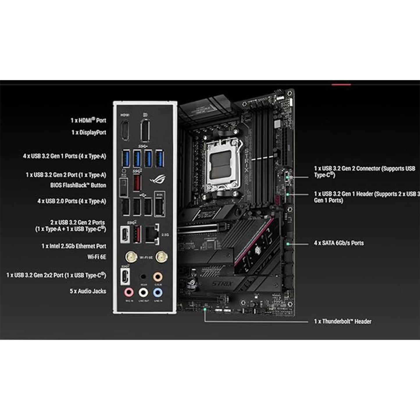 حزمة معالج سطح المكتب INLAND Micro Center AMD Ryzen 7 7800X3D 8-Core16-Thread مع ASUS ROG Strix B650E-F Gaming WiFi AM5 (LGA1718) Ryzen 7000 Gaming Motherboard (DDR5, PCIe 5.0) 