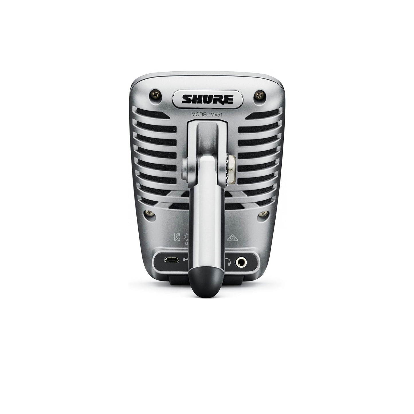 ميكروفون مكثف رقمي كبير الغشاء من Shure MV51 مزود بكابلات USB وLightning وUSB-C - 5 أوضاع إعداد DSP مسبقًا (الكلام، والغناء، والمسطح، والآلات الصوتية، بصوت عالٍ) 