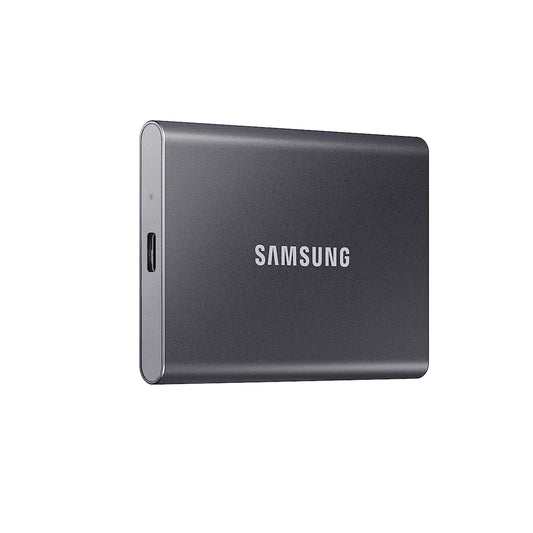 محرك الأقراص الصلبة الخارجي المحمول SAMSUNG SSD T7 بسعة 500 جيجابايت، USB 3.2 الجيل الثاني، تخزين موثوق للألعاب والطلاب والمهنيين، MU-PC500T/AM، رمادي 