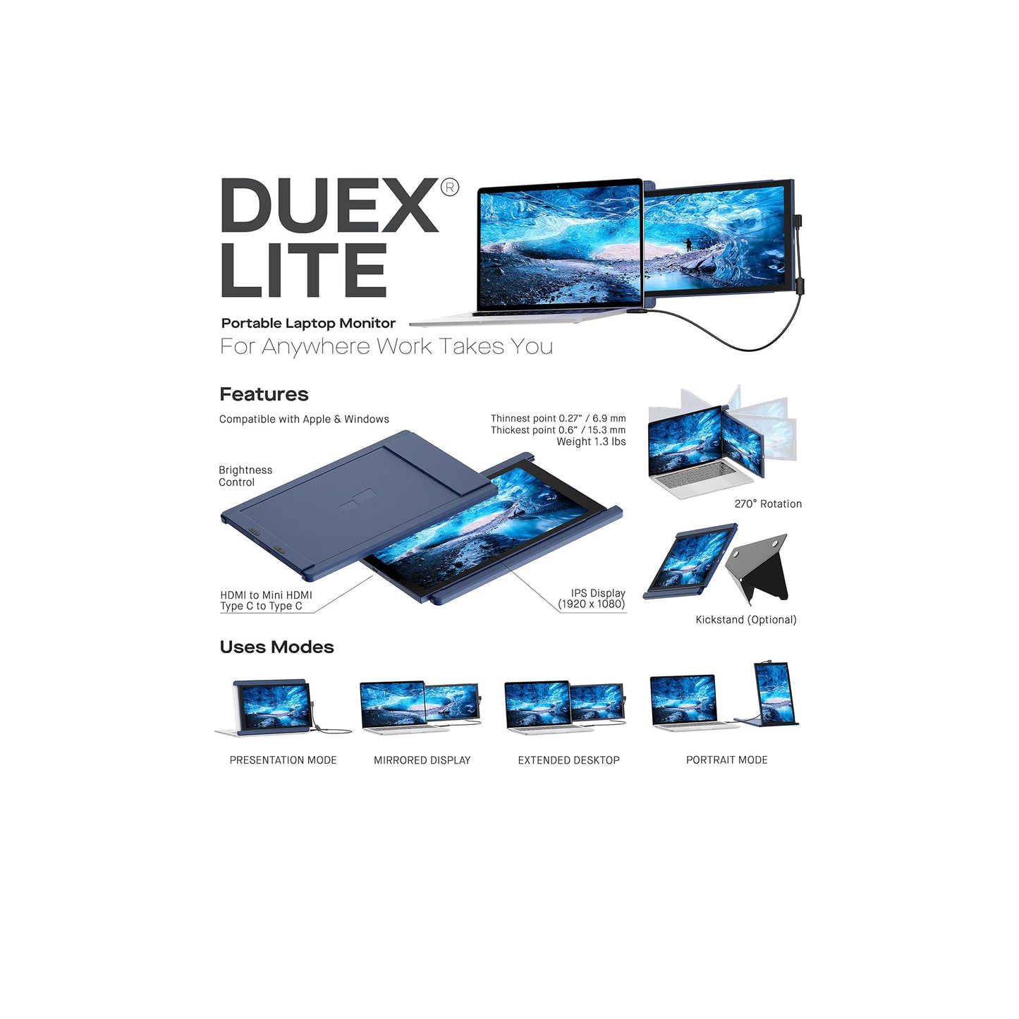 Mobile Pixels Duex Lite Navy 12.5 inch LCD