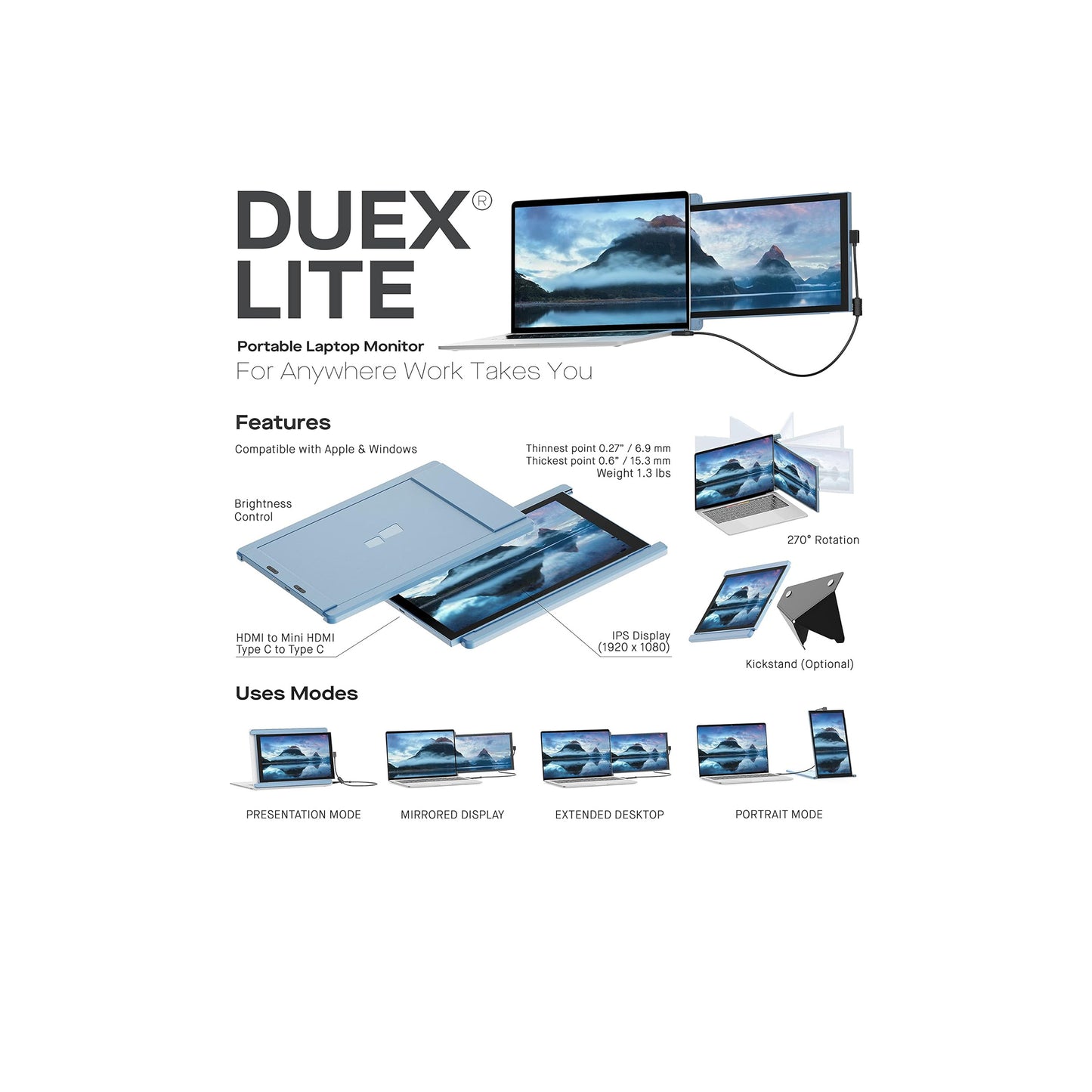 Mobile Pixels Duex Lite Blue 12.5 inch LCD