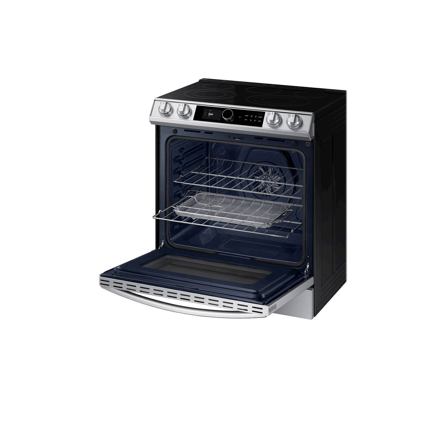 Samsung - 6.3 cu. ft. Front Control Slide-in Electric Convection Range with Smart Dial, Air Fry & Wi-Fi, Fingerprint Resistant - Stainless Steel