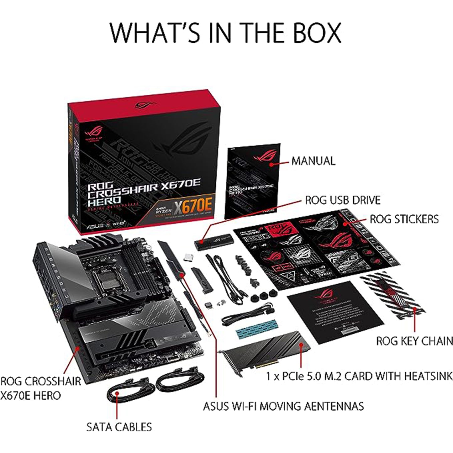 ASUS ROG Crosshair X670E Hero (WiFi 6E) Socket AM5 (LGA 1718) Ryzen 7000 Gaming Motherboard(18+2 Power Stages, PCIe® 5.0, DDR5,5xM.2 Slots,Front-Panel USB 3.2 Gen 2x2, USB4®, Wi-Fi 6E)