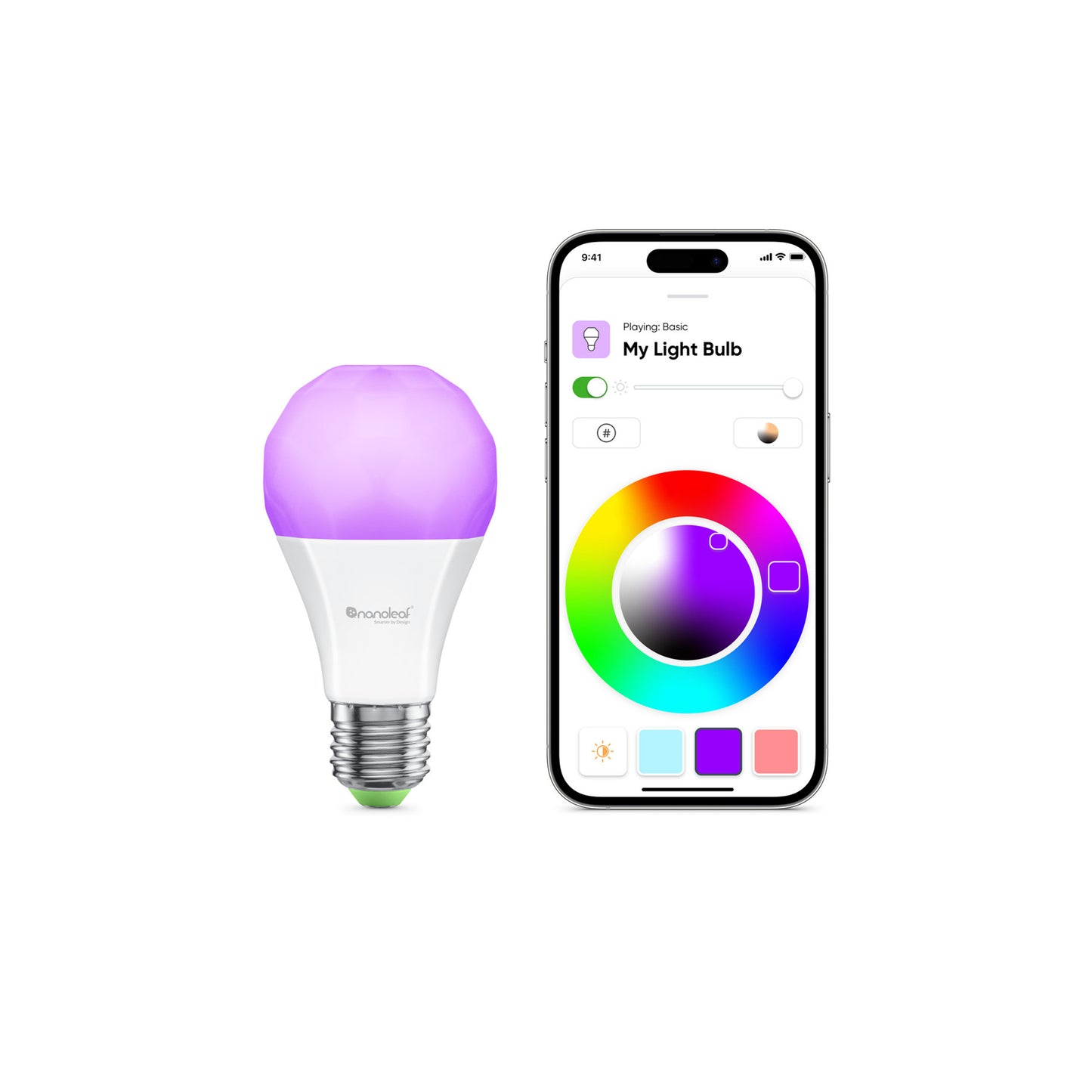 Nanoleaf Essentials Matter A19 Smart Bulb - Thread & Matter-Enabled Smart LED Light Bulb - White and Color