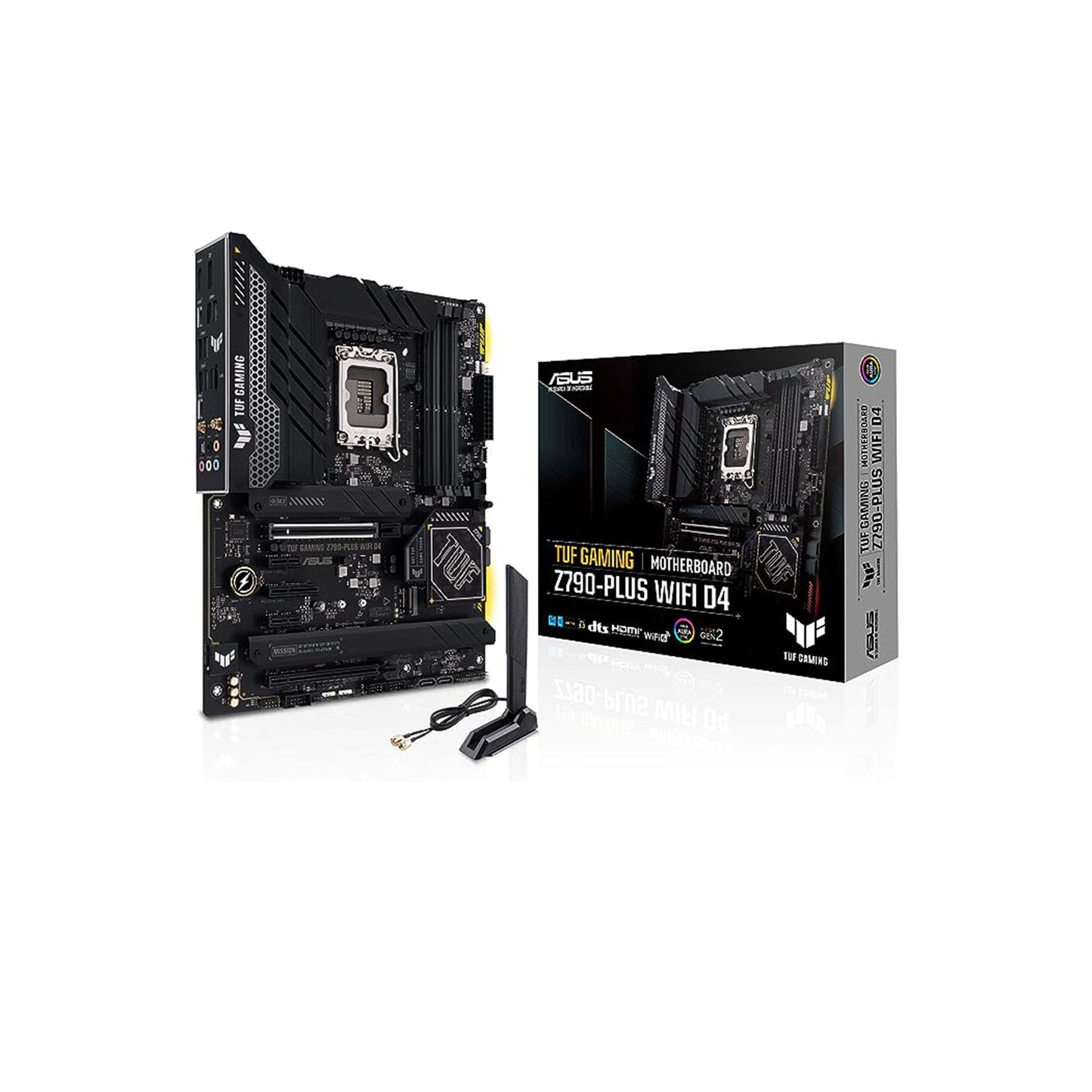 ASUS TUF Gaming Z790-Plus WiFi D4 LGA 1700(Intel 14th,12th&amp;13th Gen) اللوحة الأم للألعاب ATX (PCIe 5.0، DDR4،4xM.2 فتحات، 16+1 DrMOS، WiFi 6,2.5 جيجا بايت LAN، أمامي USB 3.2 Gen 2 Type- ج، ثاندربولت 4/USB4) 