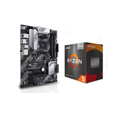 معالج INLAND Micro Center AMD Ryzen 5 5600G 6-Core 12-Thread AM4 غير مغلق مع حزمة رسومات Radeon مع اللوحة الأم ASUS Prime B550-PLUS AMD AM4 ATX PCIe 4.0 